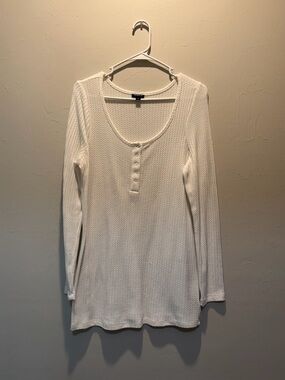 Torrid White Waffle Knit Long Sleeve Henley